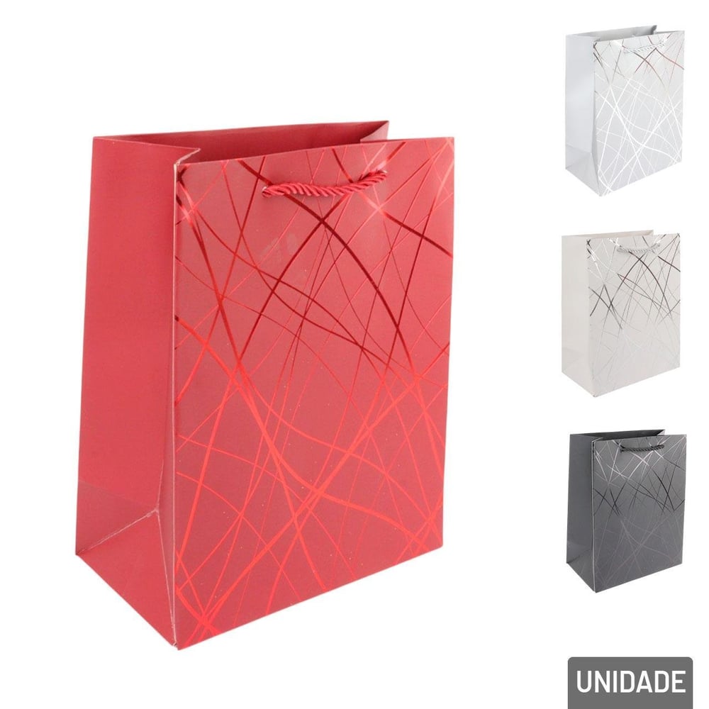 Sacola de Papel 23x18cm Linhas Metalizadas Color