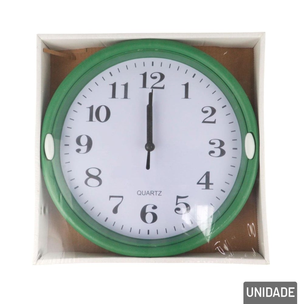 Relógio Analógico de Parede 22,5cm Redondo Verde