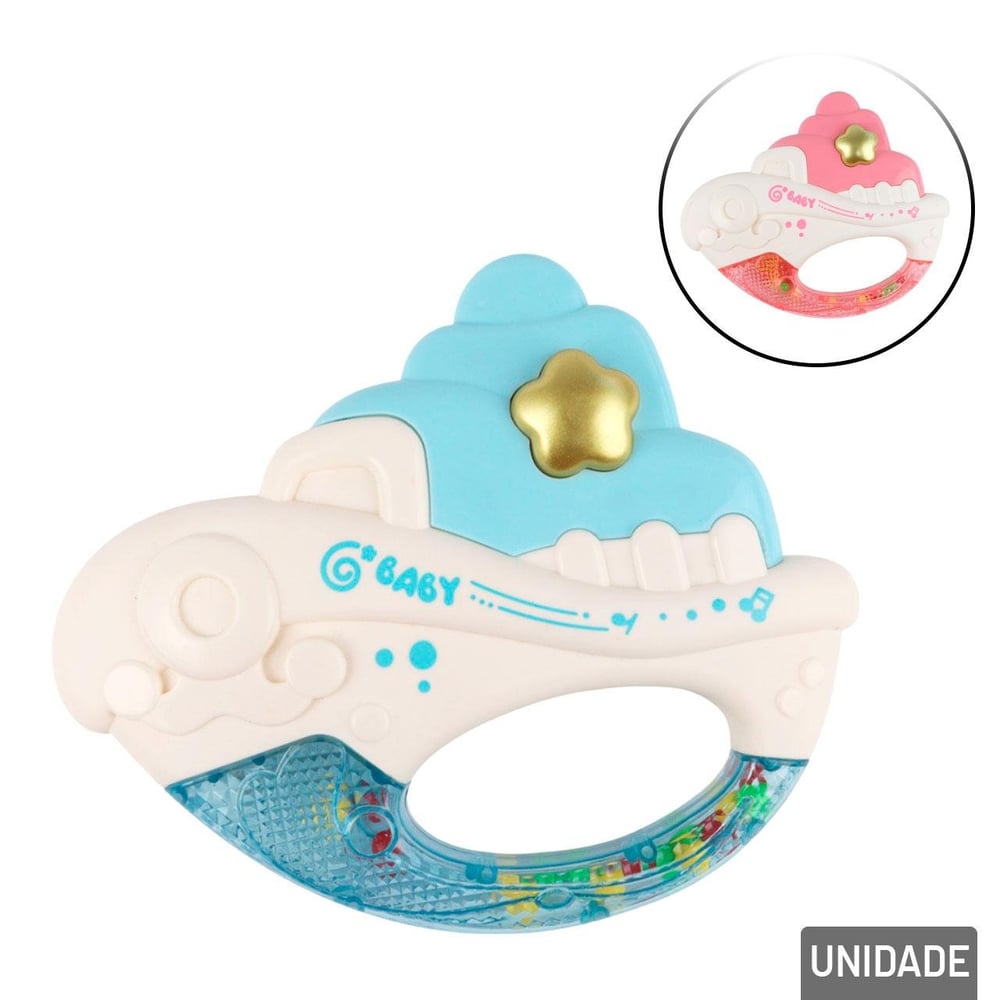 Chocalho Musical Para Bebê Barquinho com LUZ Color