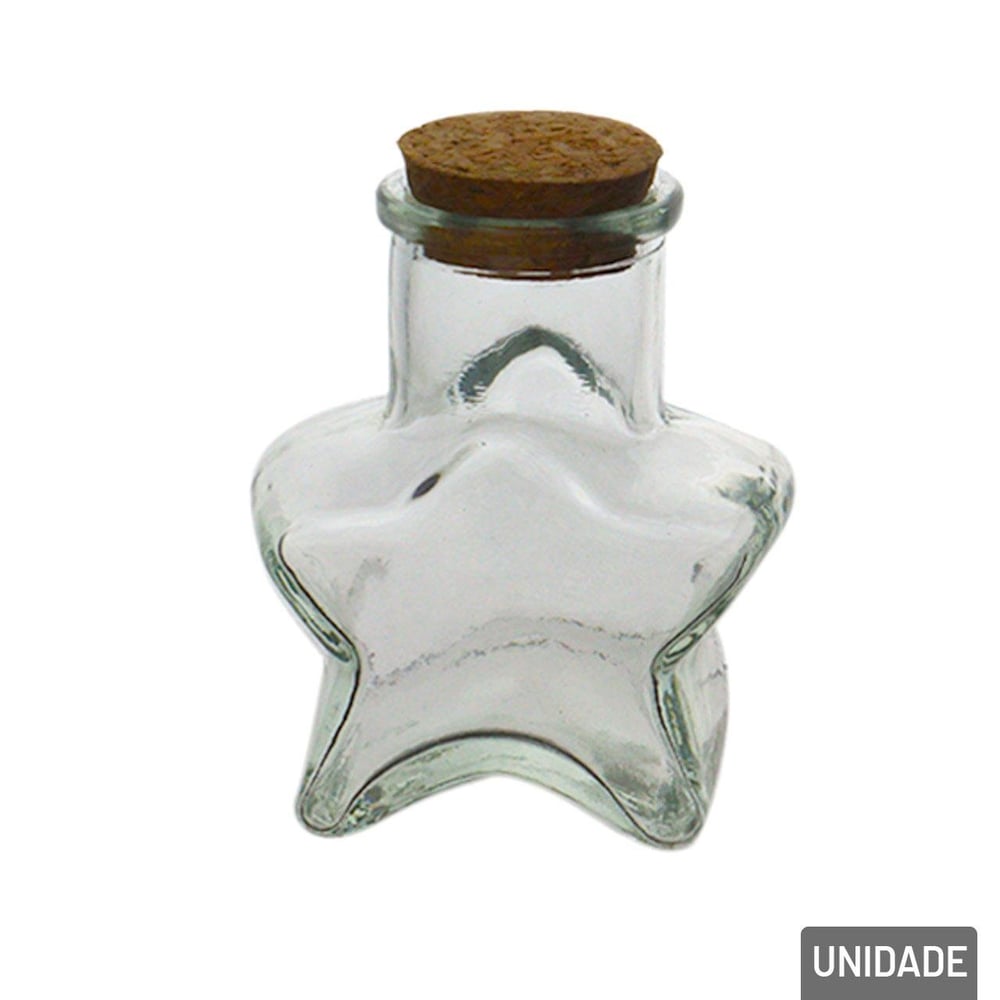 Frasco Decorativo de Vidro 50ml Estrela com Tampa