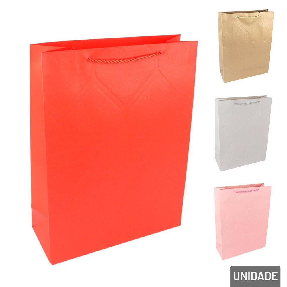 Sacola de Papel 40x30cm Corações Color