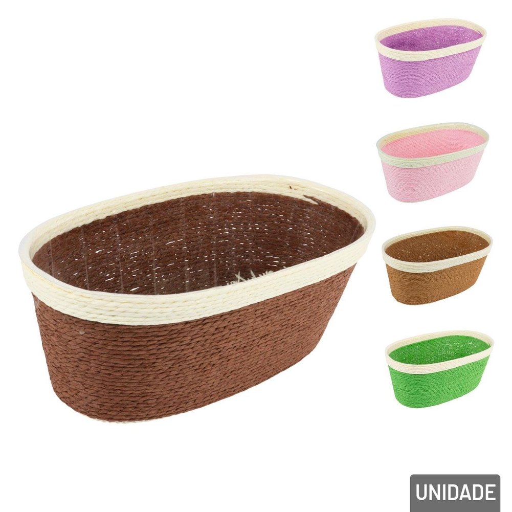 Cesto de Fibra de Papel e Plástico 24,5x12cm Oval
