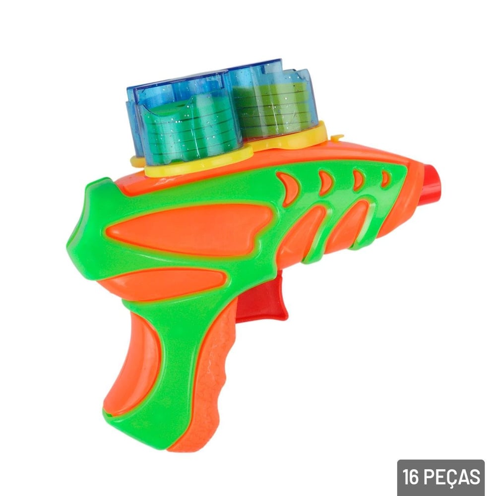 Pistola Lança Disco 11,5cm 16 Peças Color