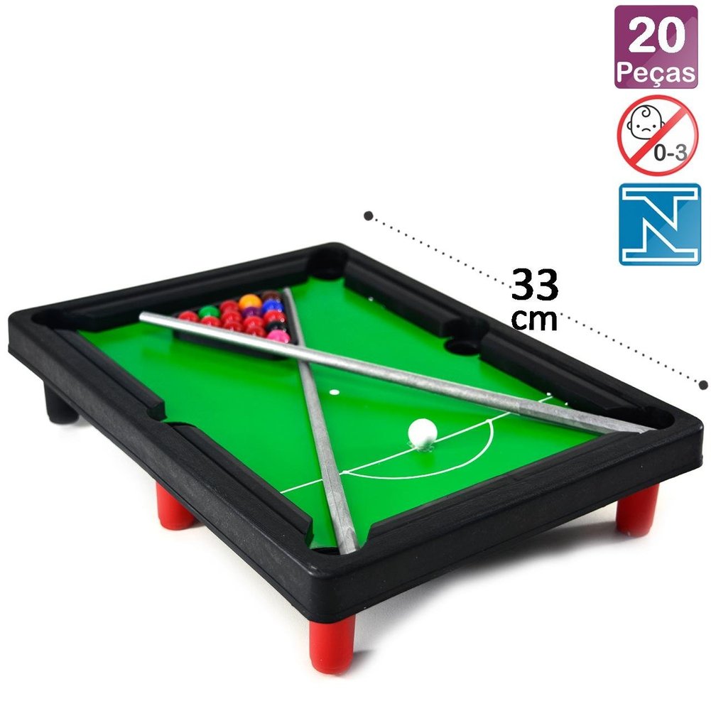 Mini Sinuca Infantil 33x24cm 20 Peças