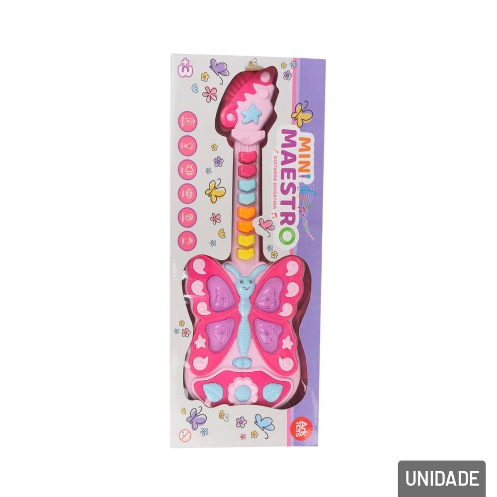 Guitarra Musical de Plástico Infantil Luzes e Som