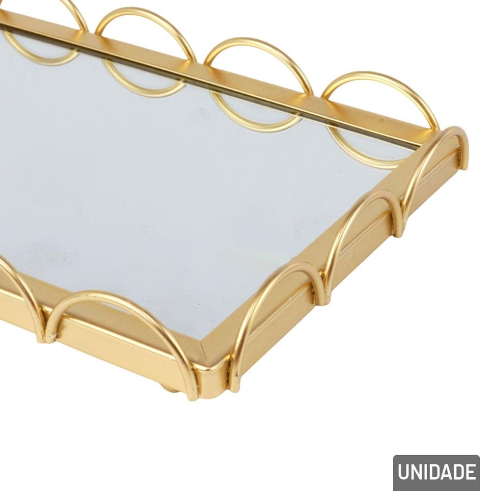 Bandeja Decorativa de Ferro 16x26cm Espelho