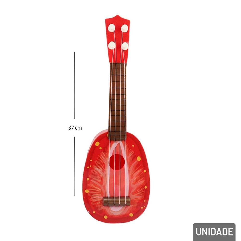 Mini Instrumento de Plástico Ukulele 37cm Frutas