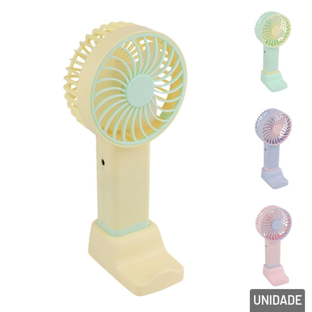 Ventilador de Mão 16,5cm Recarregável USB Cores Sortidas