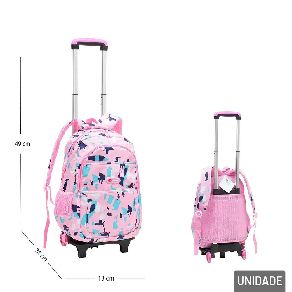 Mochila de Rodas Juvenil Removível Figuras Color