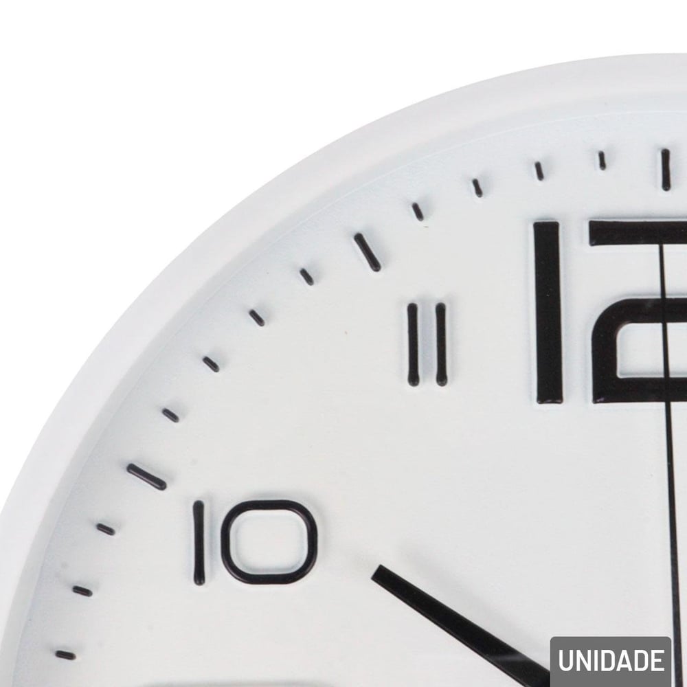 Relógio Analógico de Parede 25cm Redondo Branco