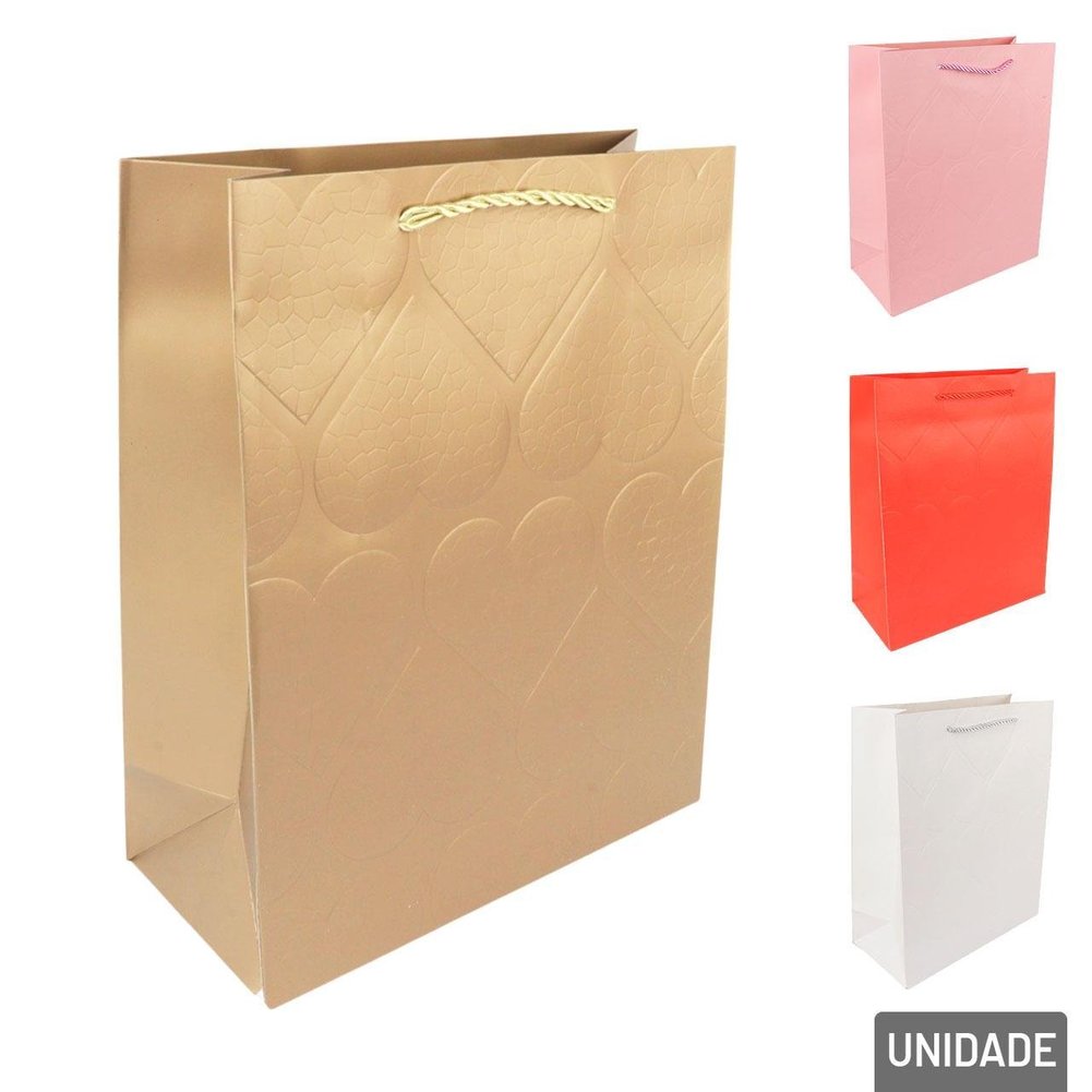 Sacola de Papel 32x26cm Corações Color