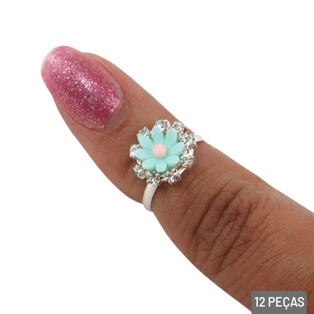 KIT Beleza Infantil 12 Peças Anéis de Flor Color