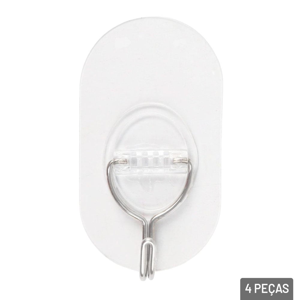 Gancho de Plástico 4 Pçs 7cm Adesivo Transparente