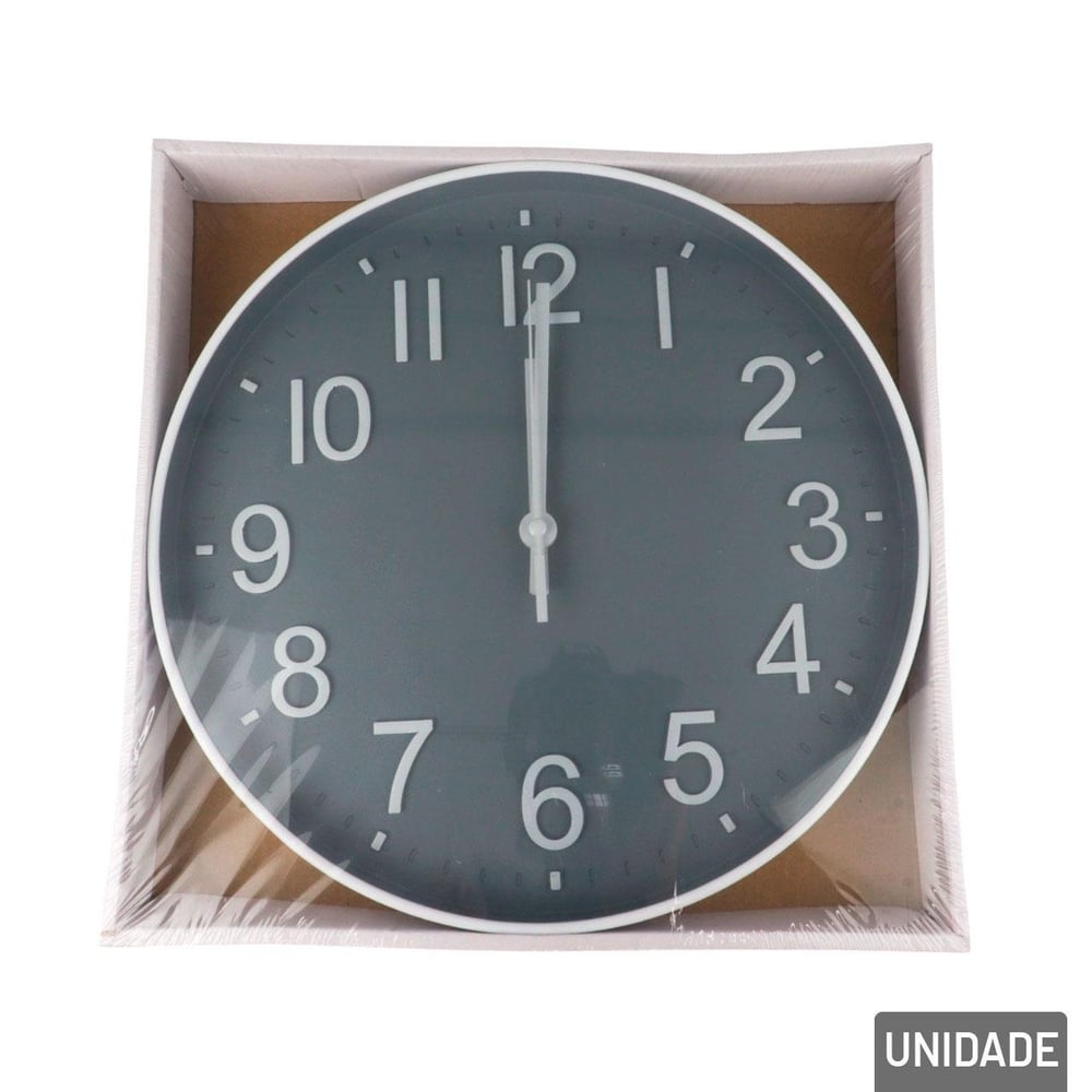 Relógio Analógico de Parede 29cm Redondo Branco