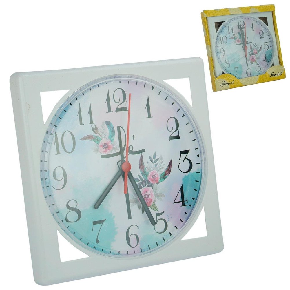 Relógio Analógico de Parede 23cm Quadrado Fé