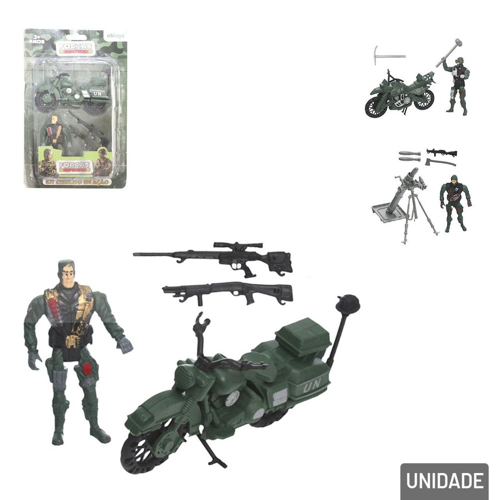 Boneco Militar com Acessórios 04 Peças Sortidos