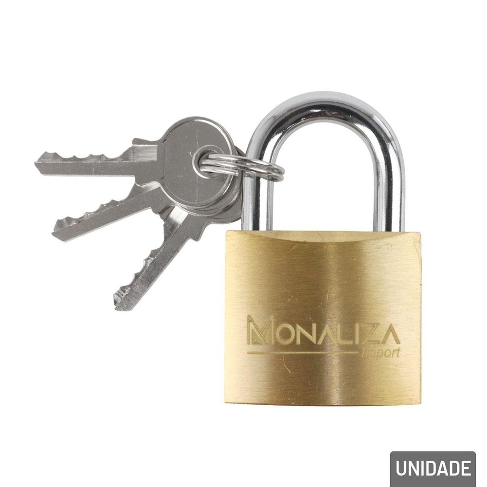 Cadeado 38mm com 3 Chaves Haste Curta Latão