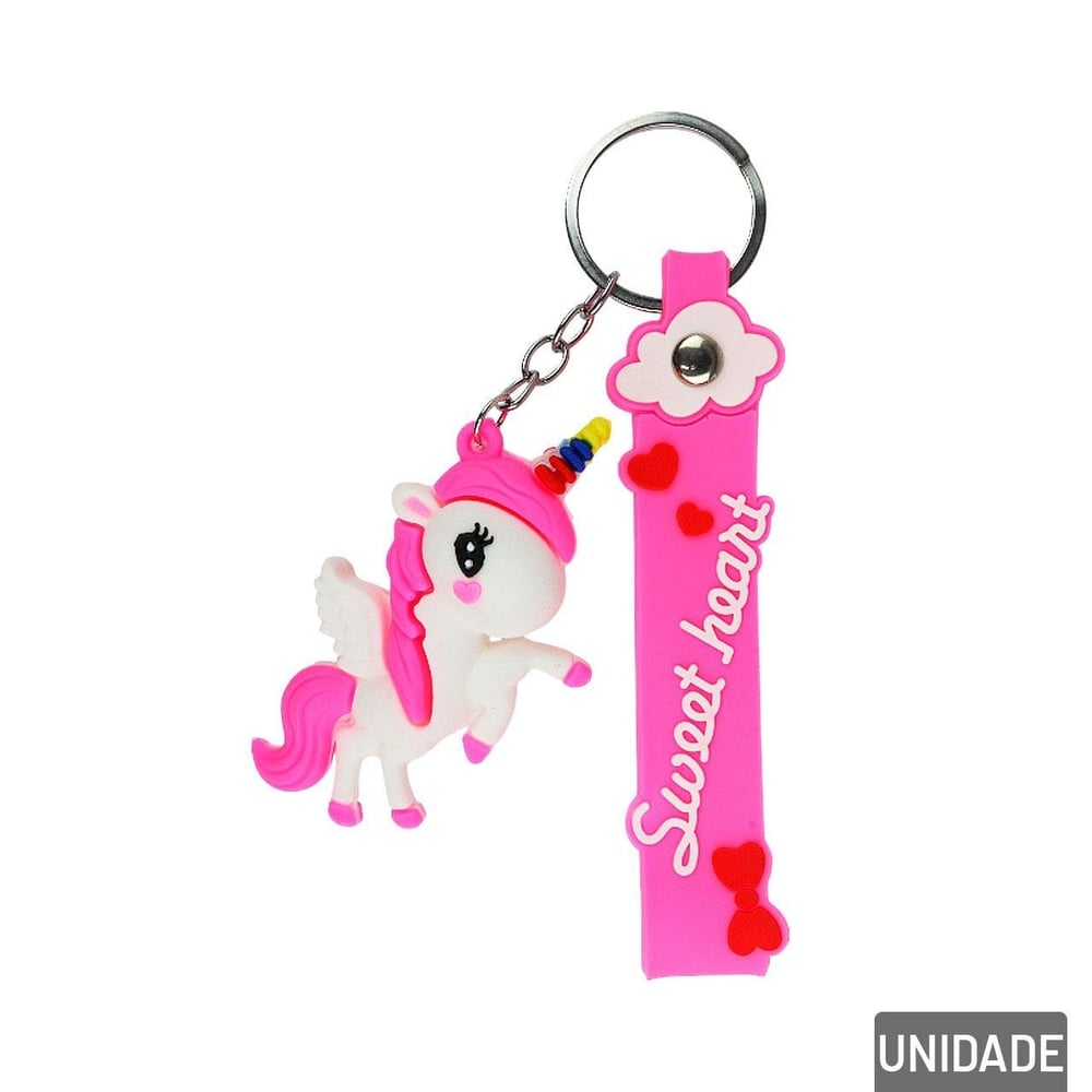 Chaveiro de Silicone 13cm Unicórnio Color