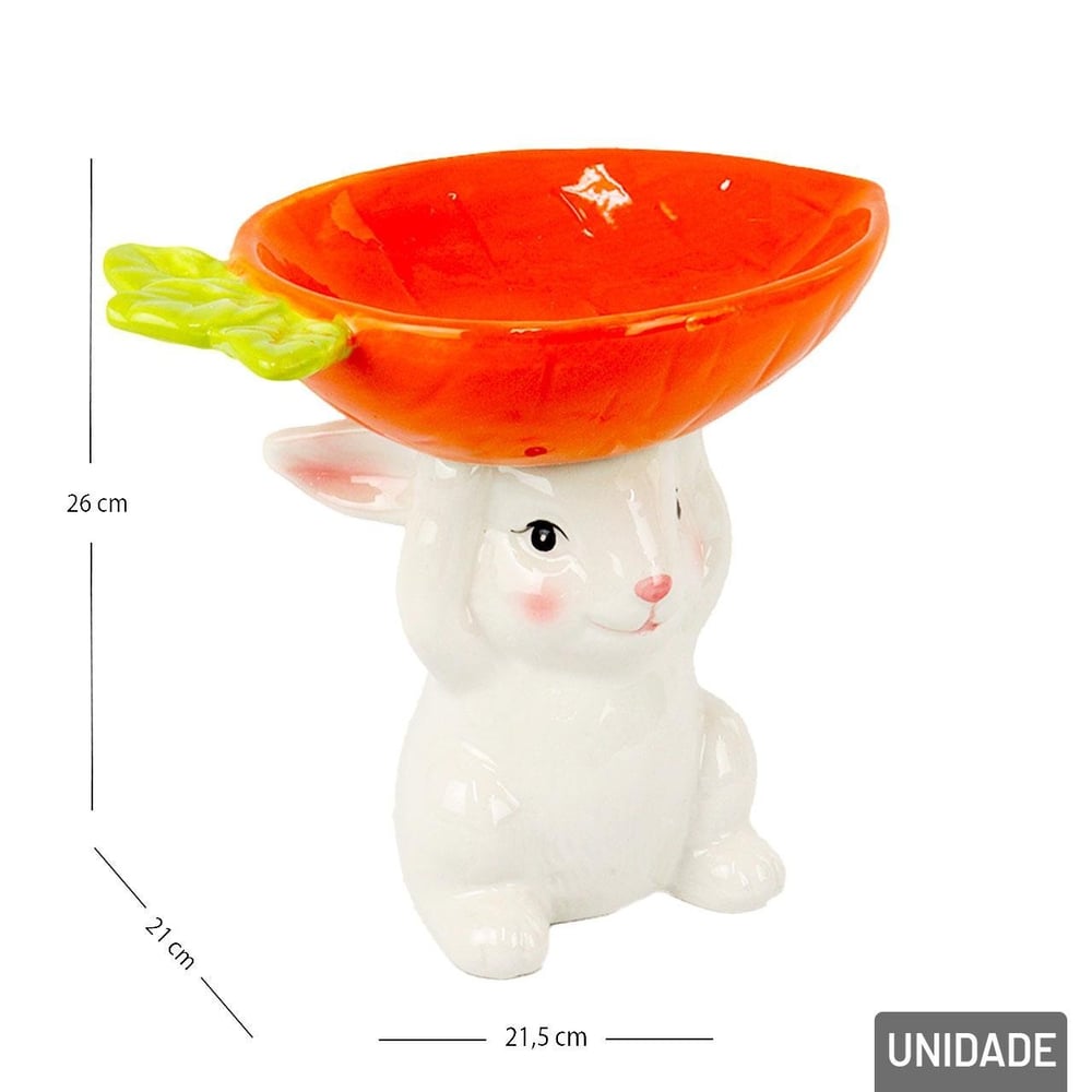 Enfeite Decorativo de Páscoa Coelho Porcelana 18cm