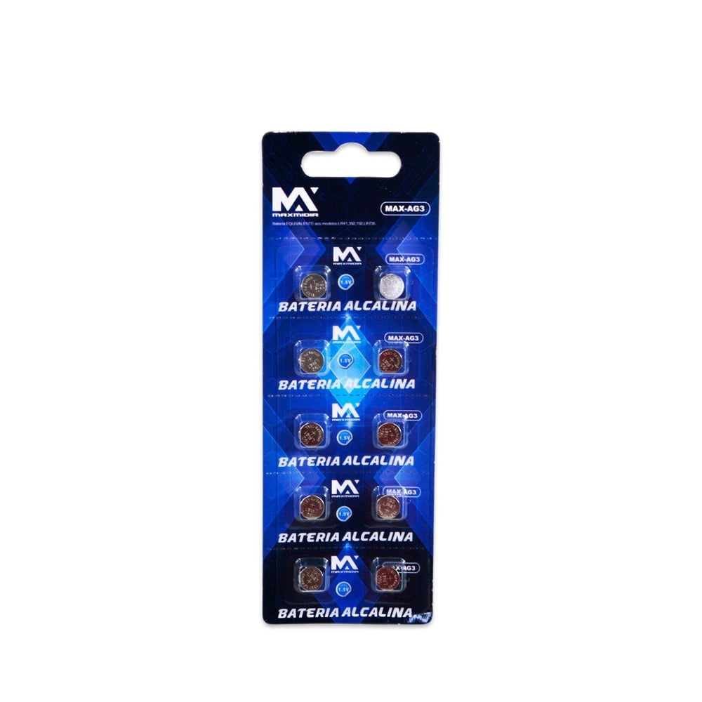 Bateria Botão Alcalina LR41 AG3 1,5V 10 Peças
