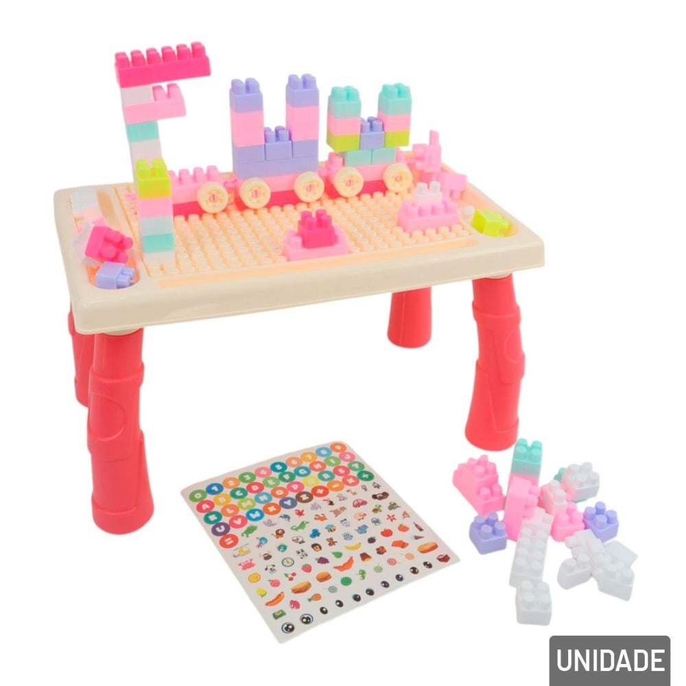 Mesa com Blocos de Montar 80 Peças Mega Inblox