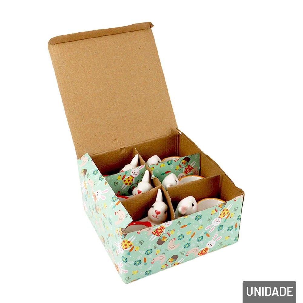 Enfeite Decorativo de Páscoa Coelho Porcelana 9cm
