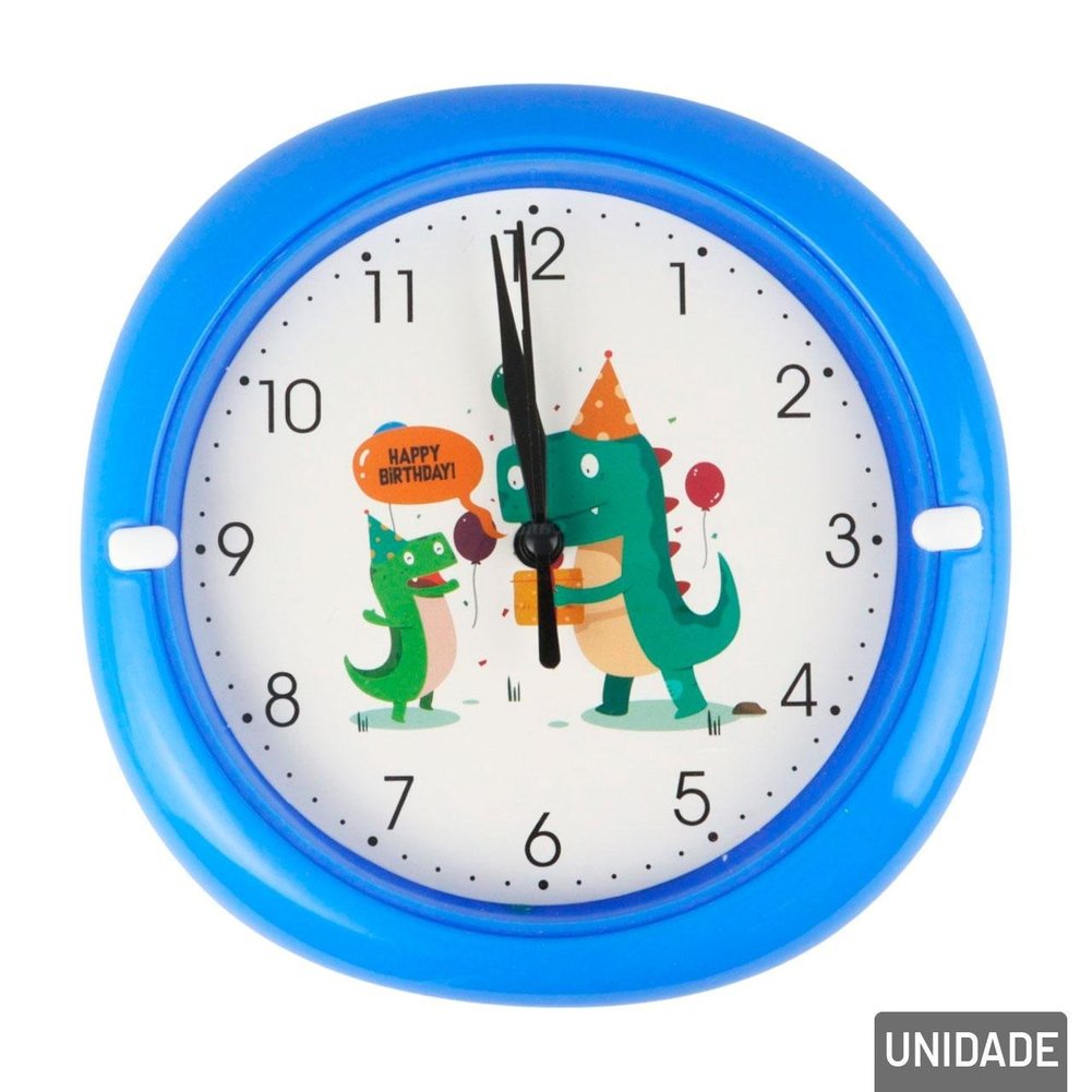 Relógio Analógico de Parede 17cm Redondo Dino