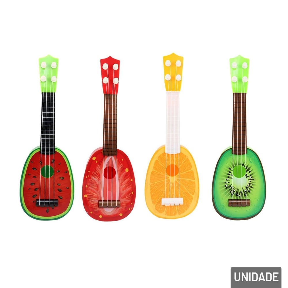Mini Instrumento de Plástico Ukulele 37cm Frutas
