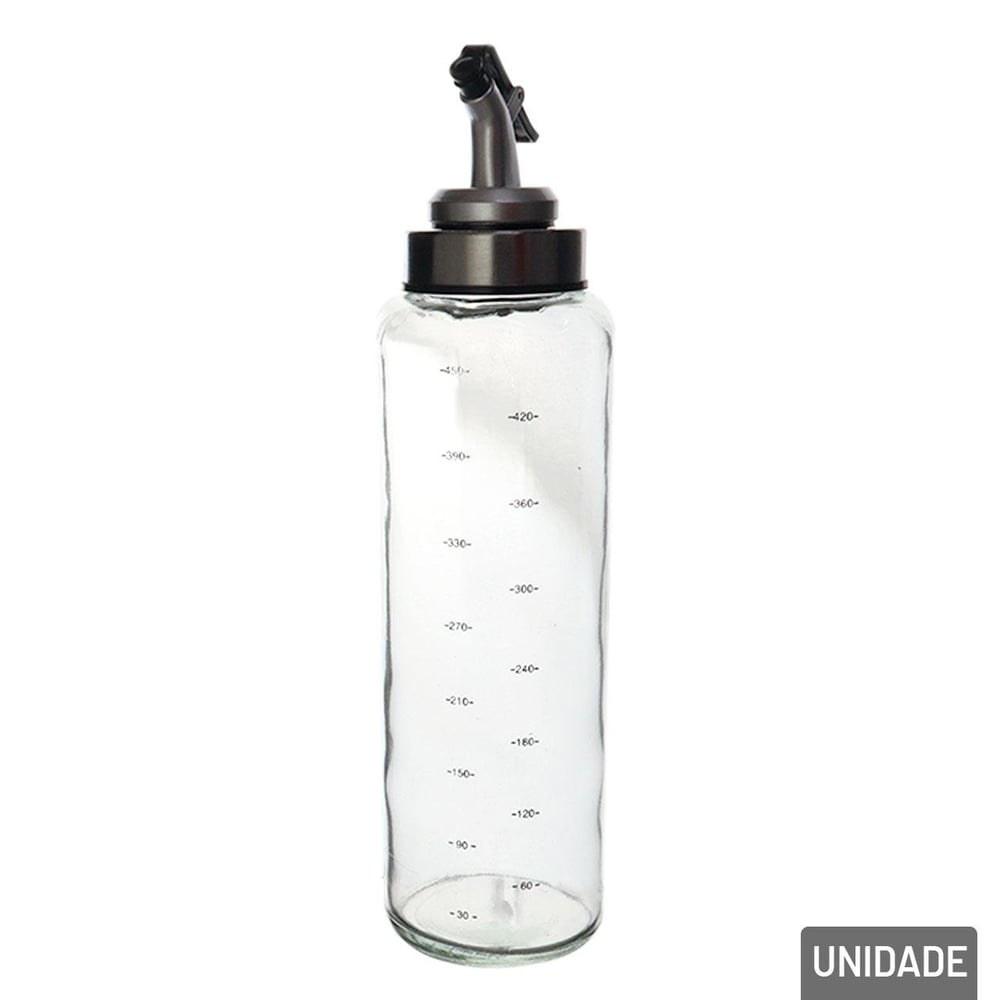 Galheteiro de Vidro 500ml Tampa Inox com Dosador