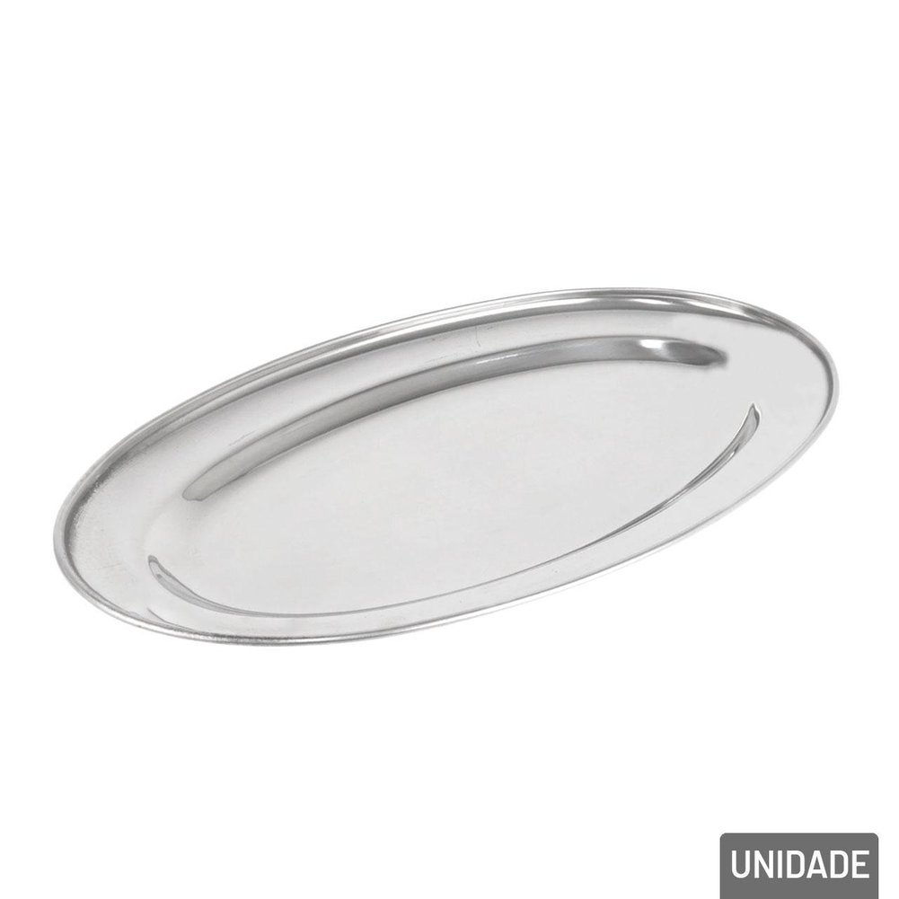 Bandeja de Inox 29x18cm Oval Prata