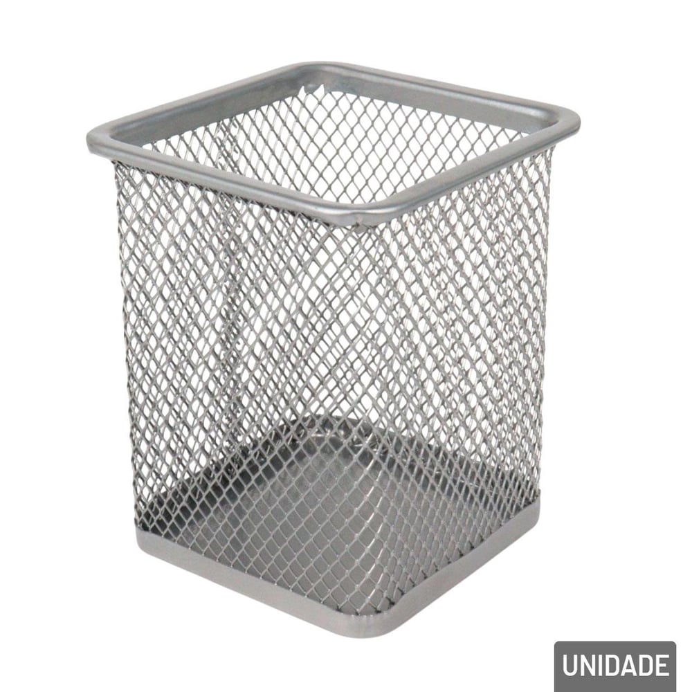 Organizador Multiuso Metal 8x9,8cm Vazado Cinza