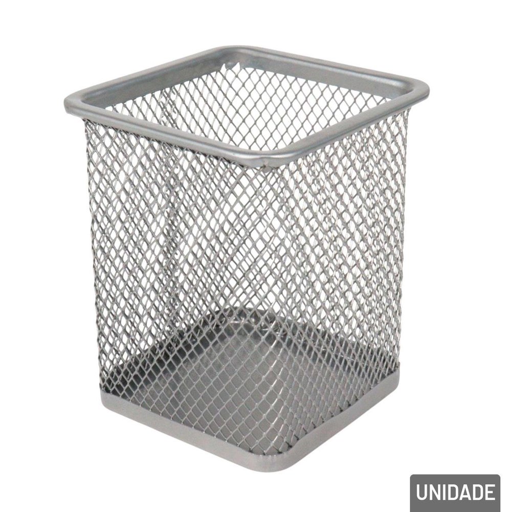 Organizador Multiuso Metal 8x9,8cm Vazado Cinza
