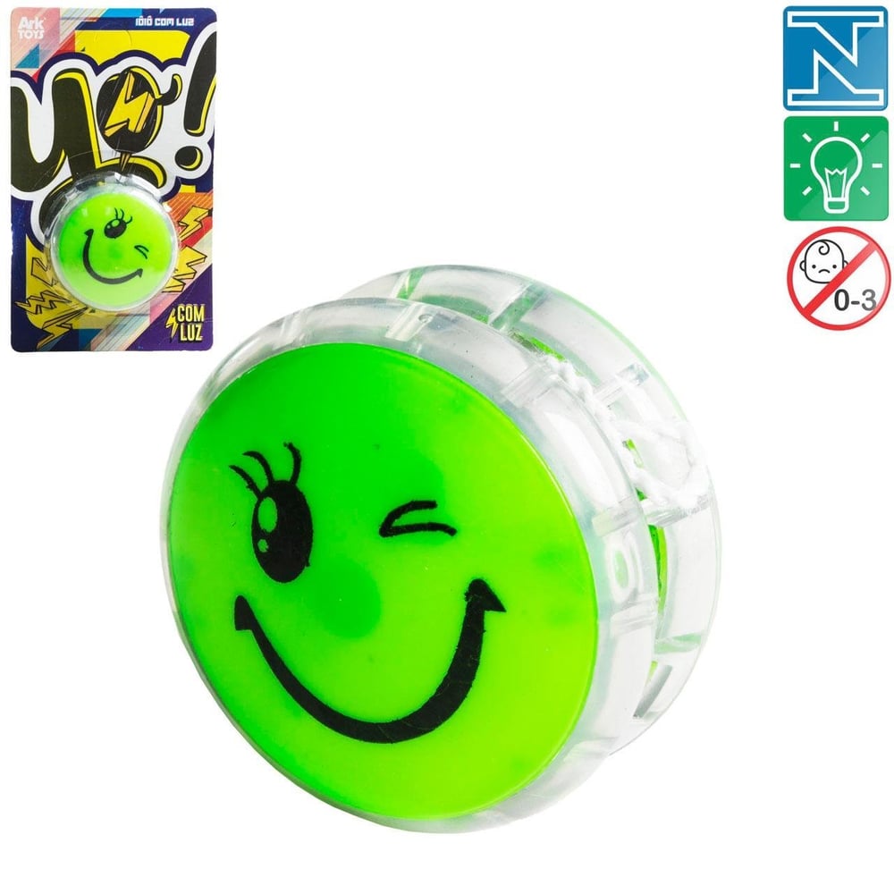 Ioiô de Plástico 5cm com LUZ Emoticons Color