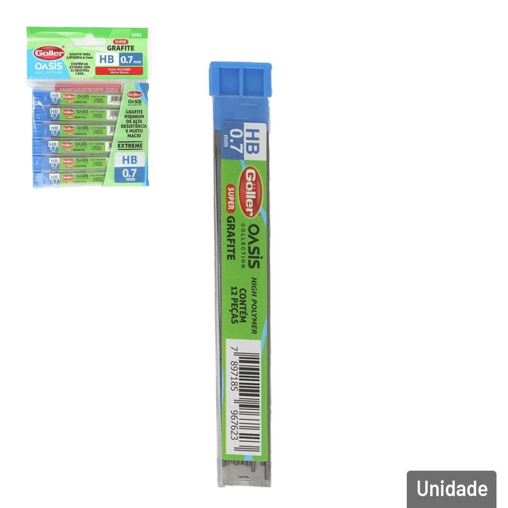 Grafite Para Lapiseira 0,7mm HB com 6 Tubos