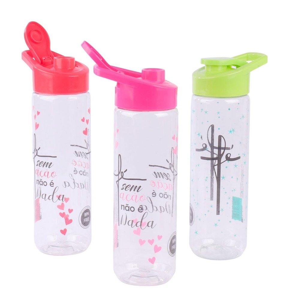 Garrafa de Plástico  700ml Squeeze Fé Sortidos