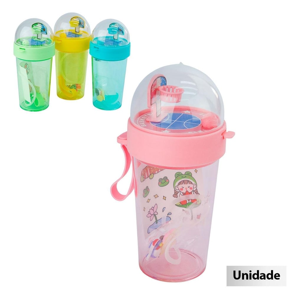 Copo de Plástico 420ml Basquete com Adesivo Color