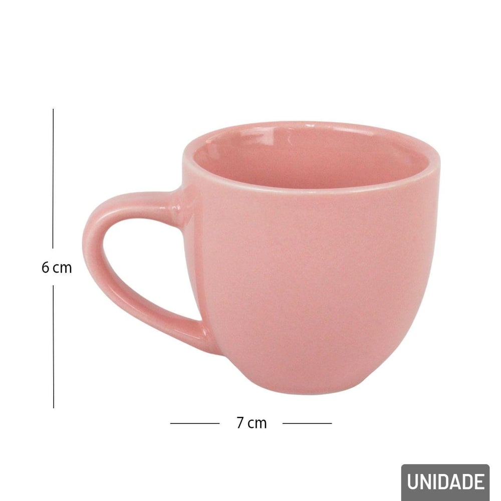 Caneca de Porcelana 95ml Rosa Lisa
