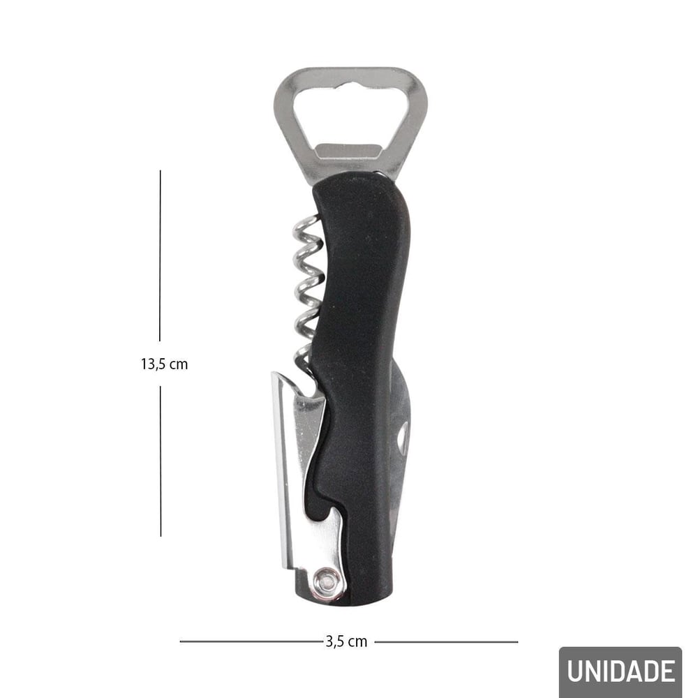 Saca Rolha de Metal 13,5cm Abridor Garrafa Vinho