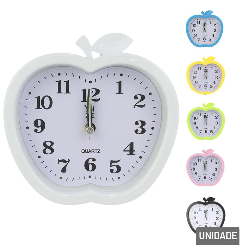 Relógio Analógico de Mesa 13cm Despertador Maçã