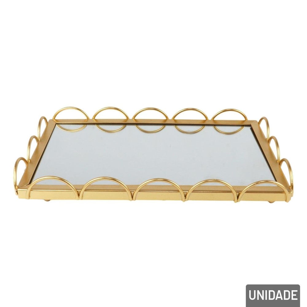 Bandeja Decorativa de Ferro 16x26cm Espelho