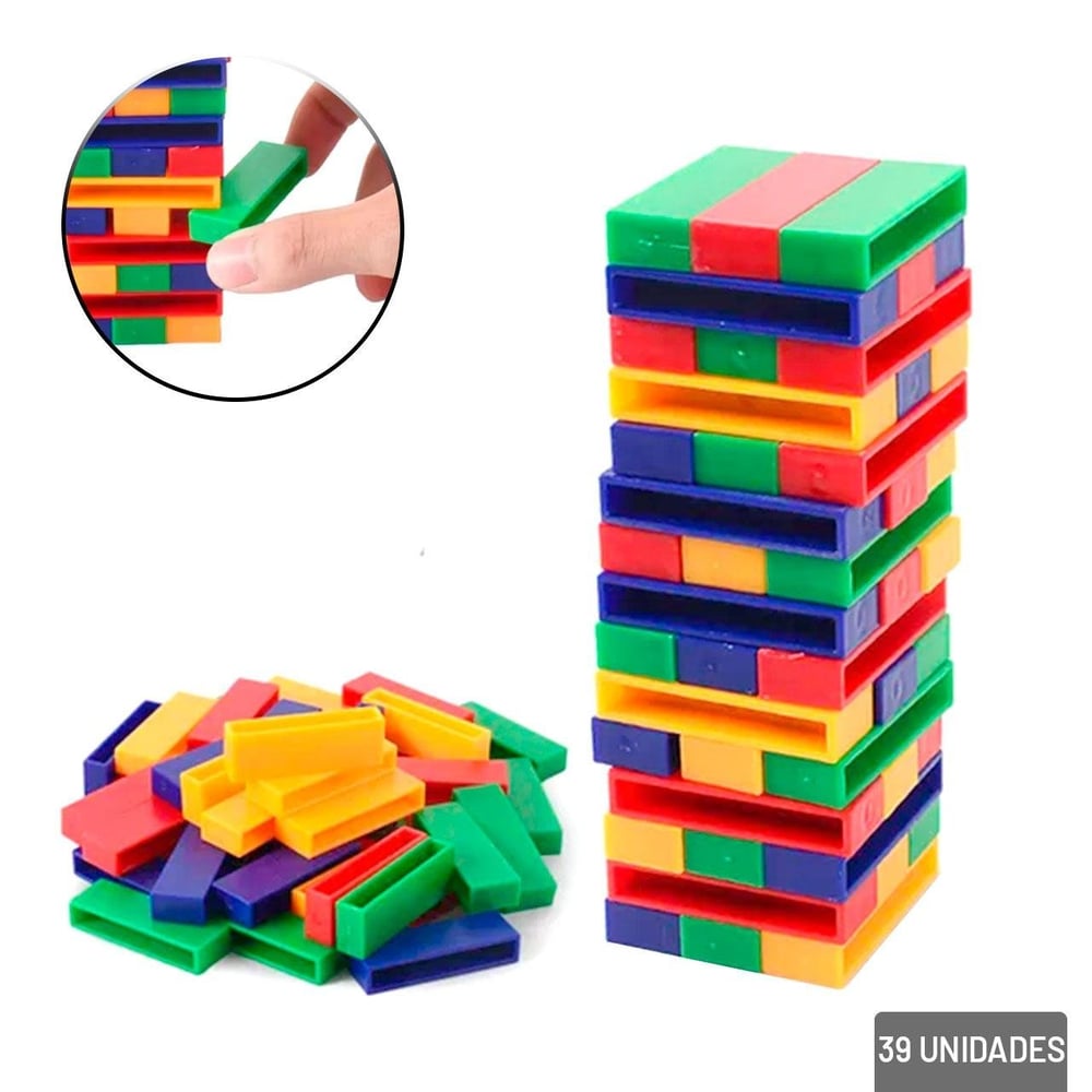 Jogo Empilhe e Brink 39 Peças de Plástico Colorido