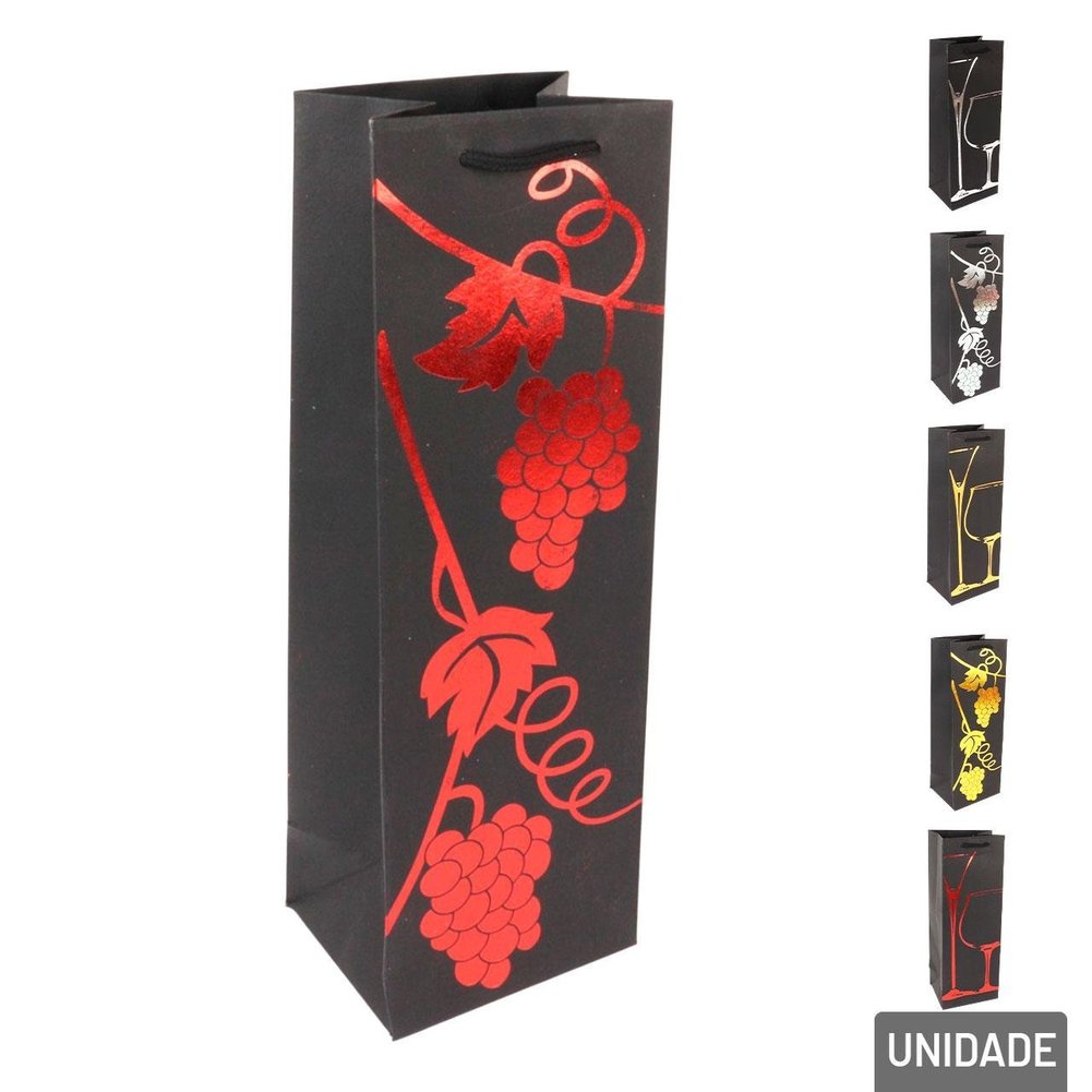 Sacola de Papel 35x12cm de Vinho Sortidas