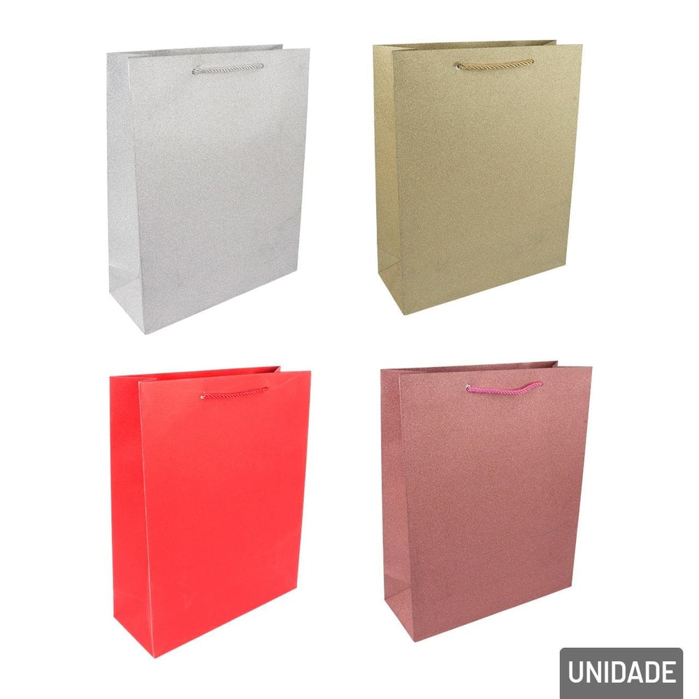 Sacola de Papel 32x26 com Glitter Color