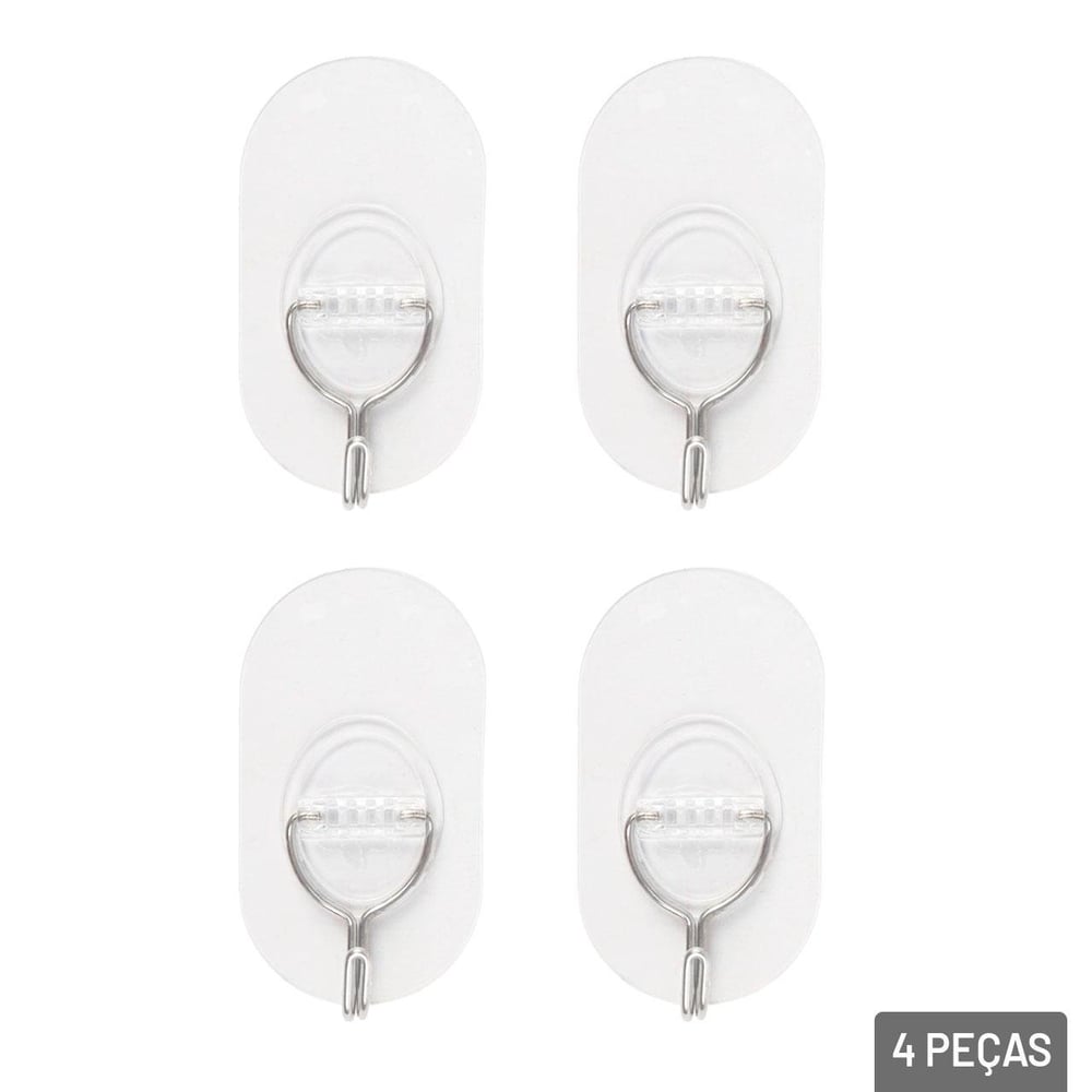 Gancho de Plástico 4 Pçs 7cm Adesivo Transparente