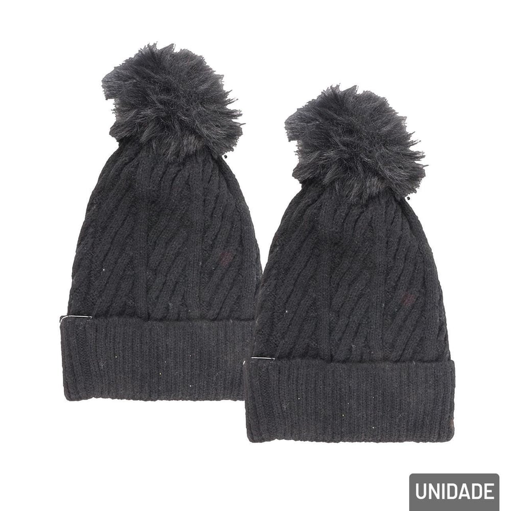 Touca Adulto Poliéster Forro Felpudo Pompom Color