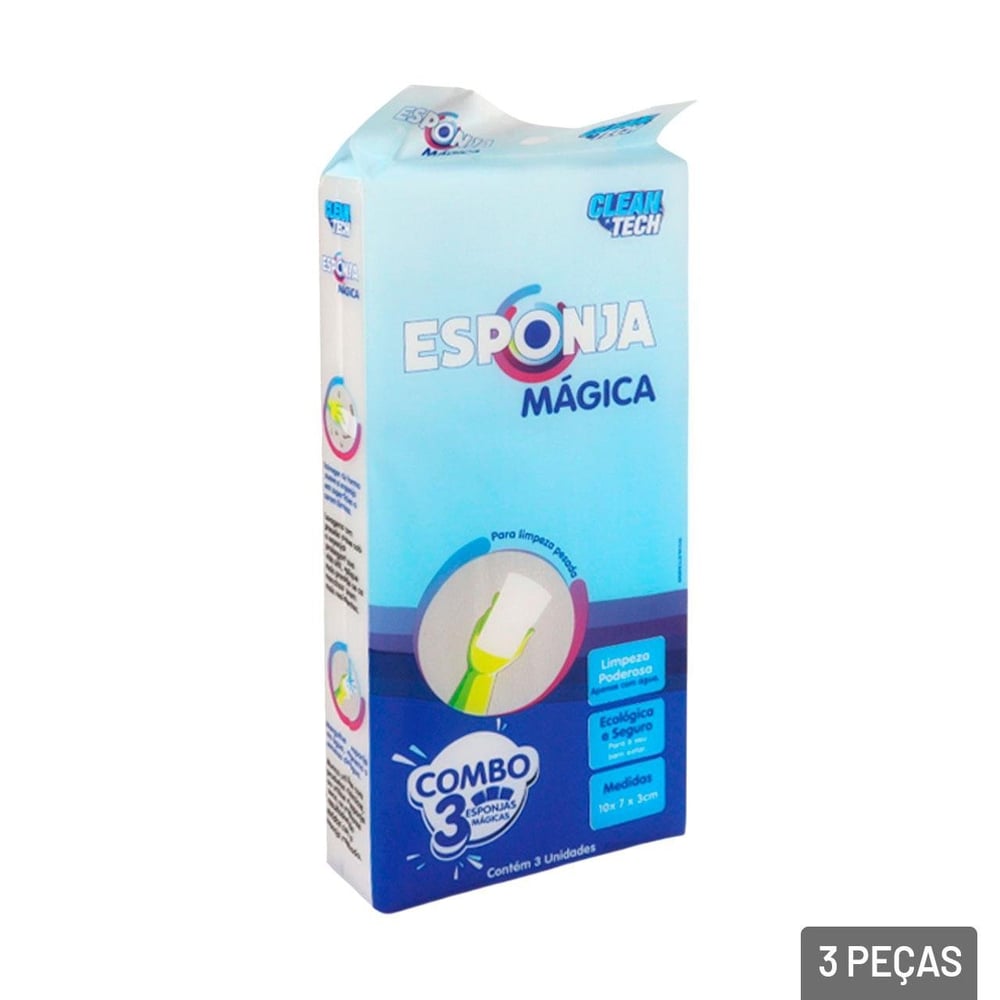 Esponja Mágica de Melanina Limpeza 3 Peças