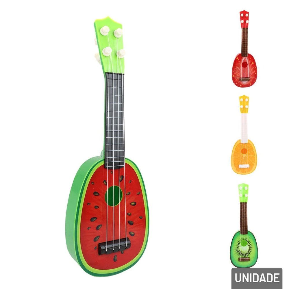 Mini Instrumento de Plástico Ukulele 37cm Frutas