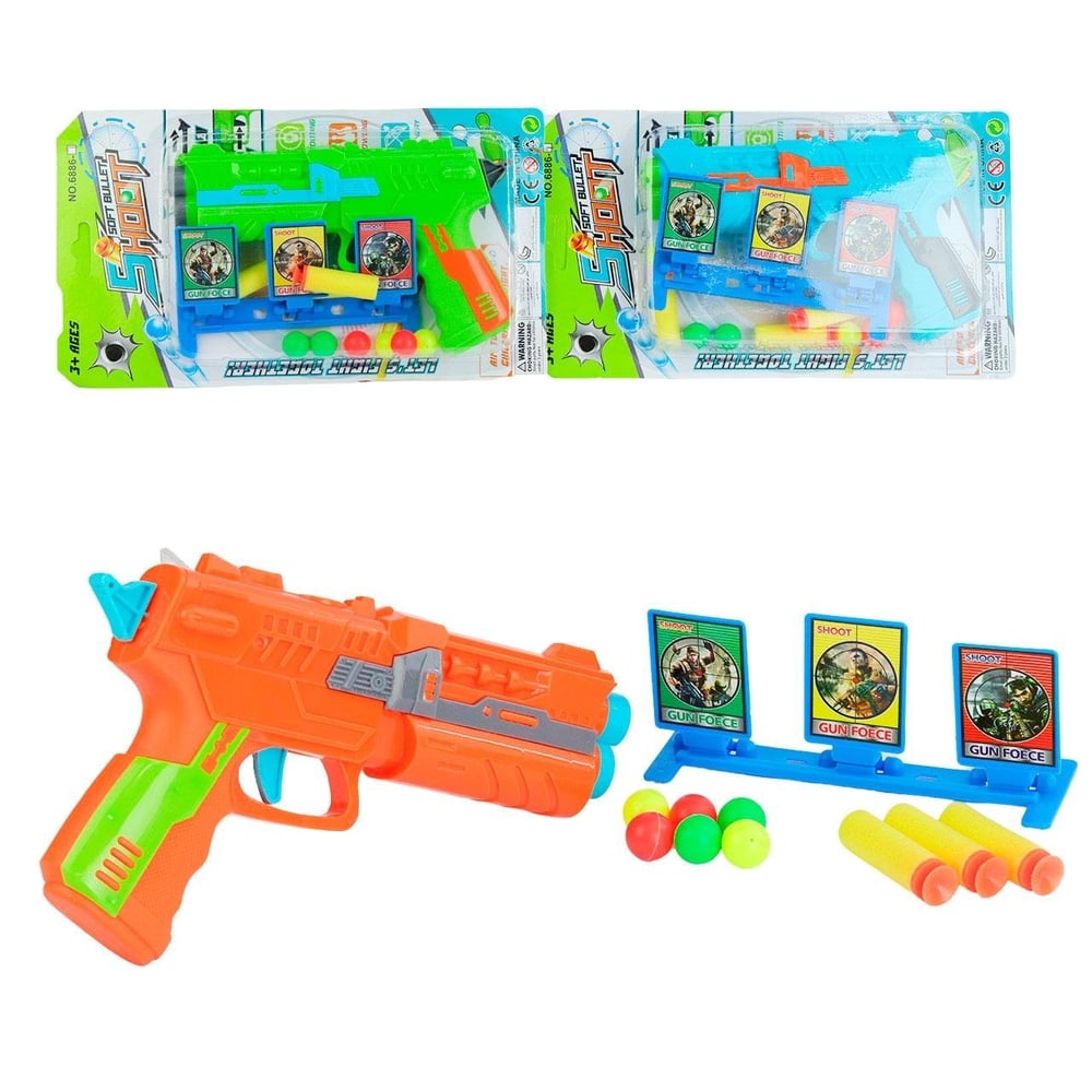 Pistola Lança Dardos 18cm 11 Peças com Alvo Color