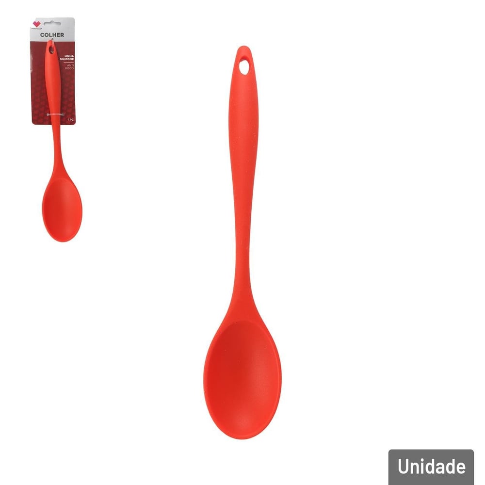Colher de Silicone 29cm Anti Risco Vermelha