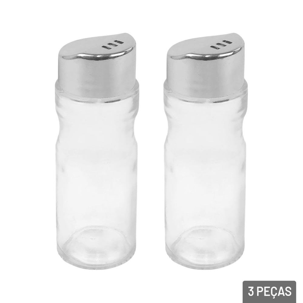 Galheteiro de Vidro 3 Pçs com Suporte Metal